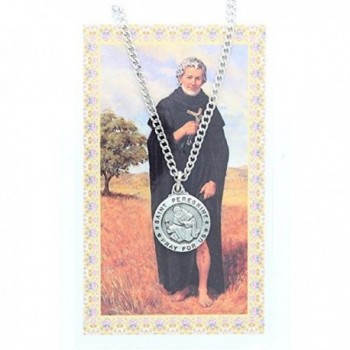Adult Pewter Round St. Peregrine Medal Necklace- 18". Prayer Card- Cancer Saint - CR11CE6IGE7