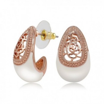 Kemstone Vintage Enamel Filigree Vine Stud Earrings Retro Bohemian Women Jewelry - White - C412MBF3VIL
