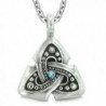 Ancient Viking Celtic Triquetra Knot Amulet Protection Powers Sky Blue Crystal Pendant 18 Inch Necklace - CQ12NTFF4ZM