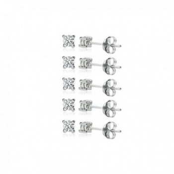Sterling Silver Earrings Small Zirconia - Five Pair-3mm - CF12MFKT2DZ