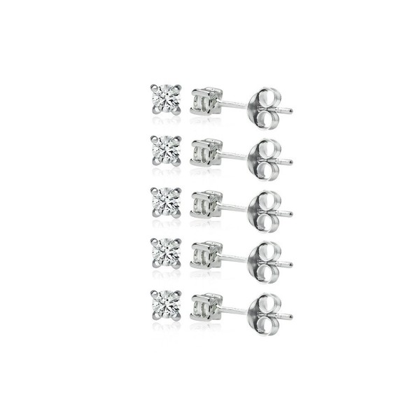 Sterling Silver Earrings Small Zirconia - Five Pair-3mm - CF12MFKT2DZ