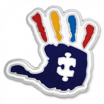 PinMart's Autism Awareness Puzzle Piece and Hand Print Enamel Lapel Pin - C317YI4TODQ