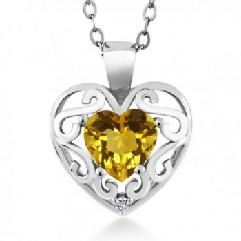 0.73 Ct Heart Shape Citrine White Topaz 925 Silver Pendant with 18" Chain - C81182ES30H