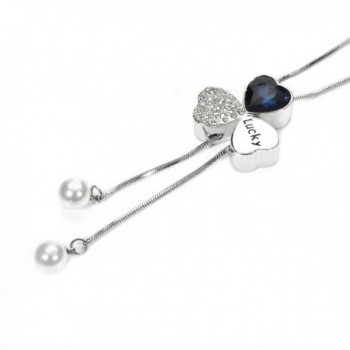 Heart shaped Shamrock Sweater Necklace Crystal