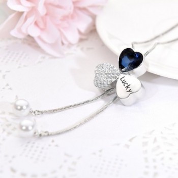 Heart shaped Shamrock Sweater Necklace Crystal in Women's Pendants