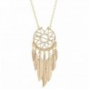 Lux Accessories Gold Tone Boho Cased Feather Dreamcatcher Pendant Necklace - CN183CYMDE6