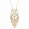 Lux Accessories Gold Tone Boho Cased Feather Dreamcatcher Pendant Necklace - CN183CYMDE6