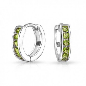 Bling Jewelry Simulated Peridot CZ Sterling Silver Huggie Hoop Earrings - CK11I35U7UT