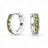 Bling Jewelry Simulated Peridot CZ Sterling Silver Huggie Hoop Earrings - CK11I35U7UT