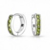 Bling Jewelry Simulated Peridot CZ Sterling Silver Huggie Hoop Earrings - CK11I35U7UT