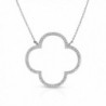 Unique Royal Jewelry Sterling Silver Open Four Leaf Clover Cubic Zirconia Necklace With Adjustable Length. - C612M109LX5