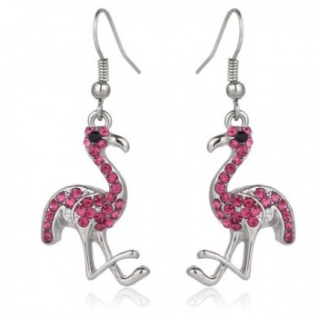 Liavy's Pink Flamingo Fashionable Earrings - Fish Hook - Sparkling Crystal - Unique Gift and Souvenir - CX1820HX3O4