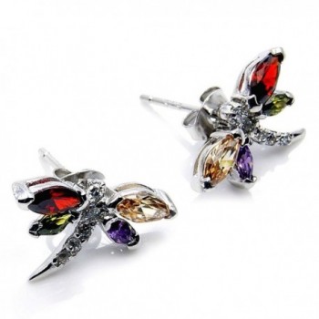 Sterling Silver Multi gem Dragonfly Earrings