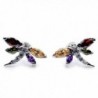 Sterling Silver Multi gem Dragonfly Earrings in Women's Stud Earrings