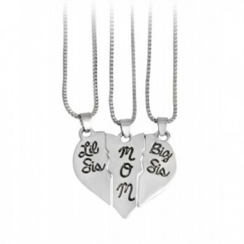 Kebaner 3pcs Puzzle Matching Big Sis MOM Little Sis Sisters Split Heart Necklace Family Forever Love - C817YZHEHSZ