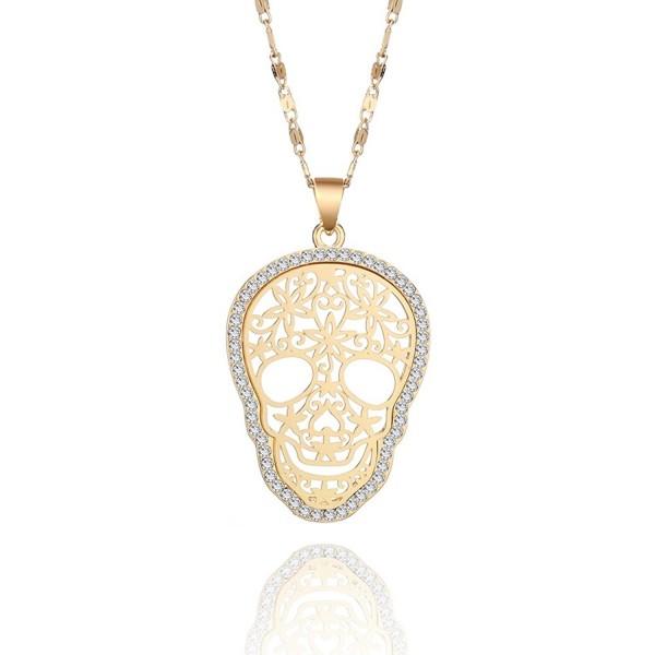 Necklace Fashion Pendant Crystal Rhinestone - Gold Plated Skull Pendant - CP188RQ4UIE