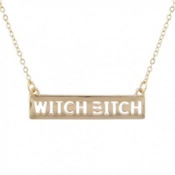 Lux Accessories Gold Tone Cut Out Witch Bitch Wiccan Bar Necklace - C71859M9HT0