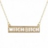 Lux Accessories Gold Tone Cut Out Witch Bitch Wiccan Bar Necklace - C71859M9HT0