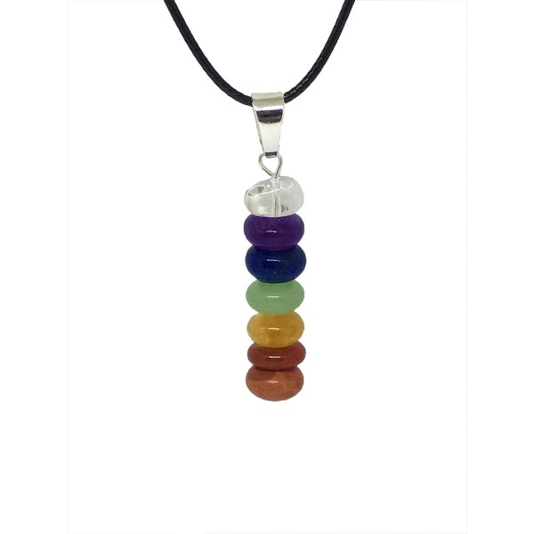7 Stone Chakra Necklace - Natural Stones Pendent - Balance Chakras with Gift Box - By Schmidt Jewelry - CM1845ND7IA