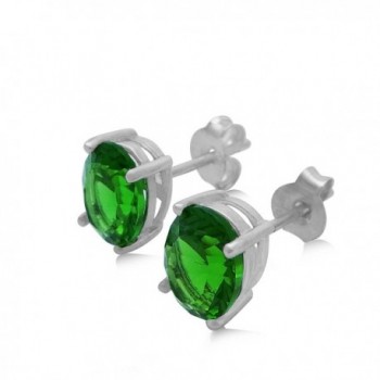 Green Helenite Stud Earrings - 3.9 CT Total- Claw Set in 925 Sterling Silver Post - CI12NFFJ1N3