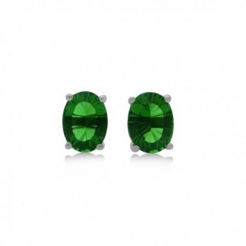 Green Helenite Stud Earrings Sterling