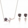 Fashion Rose Flower Earrings丨Necklace Set Rose Gold Plated丨Wedding Jewelry Sets - 1 - C6182MS5HYY