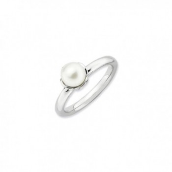 White Freshwater Cultured Pearl & Sterling Silver Stackable Ring (6.0-6.5mm) - CH117CBGTQL