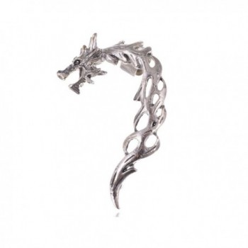 Alilang Silvery Tone Dragon Fury Battleground Shimmering Finish Flame Esque Earring Cuff - CW11DGV80V3