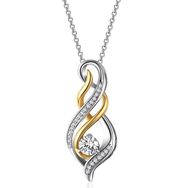 Caperci Two Tone Sterling Diamond Necklace - CI12EPZBUBF