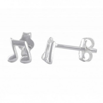 Sterling Silver Music Note Stud Earrings - 6mm - C3184S2MK75