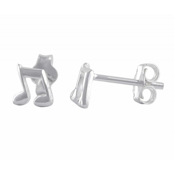 Sterling Silver Music Note Stud Earrings - 6mm - C3184S2MK75