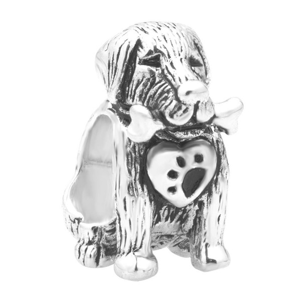 Q&Locket 925 Sterling Silver Heart Love Dog Charms For Bracelet - C7182DGAQOO