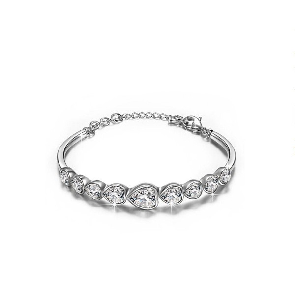 Gimuchy Swarovski Elements Crystal Heart Shape Bracelet Jewelry Bangle for Valentine's Day Girlfriend 039 - CW12HIXRND5