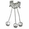 Boho Silver Toned Fashion Slave Cuff Bracelet with 3 Attached Adjustable Rings - CW17AZ6KKG0