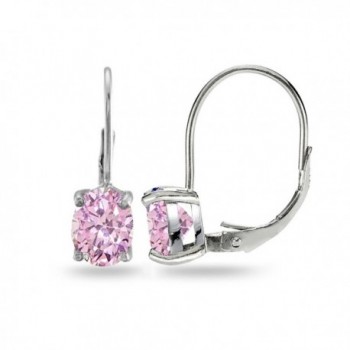 Sterling Silver Zirconia Leverback Earrings - Pink CZ - Sterling Silver - CM186KRHGNL