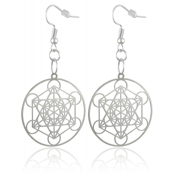 Women's Plated Brass Metatron's Cube Earrings - C712GJFKLQJ