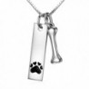 Sterling Silver Two Tone Charms Dog Paw and Bone Pendant Necklace Engraved Always in My Heart - CC18447XED3