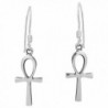 Petite Ankh Egyptian Cross .925 Sterling Silver Dangle Earrings - CU11GFR15BR