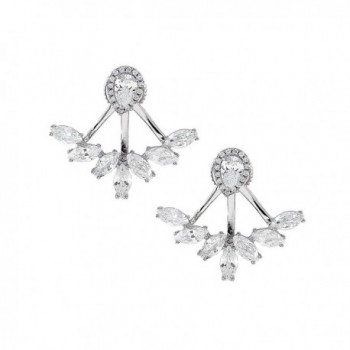 Platinum Plated 925 Sterling Silver Pear Cubic Zirconia Tear Drop Halo Oval Earring Jackets - C6182ASMH0T
