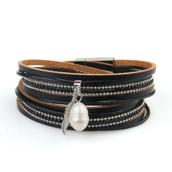 Casual Leather Bracelet Women Valentines - women bracelet - black - CC189ZQOHSR