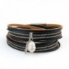 Casual Leather Bracelet Women Valentines - women bracelet - black - CC189ZQOHSR