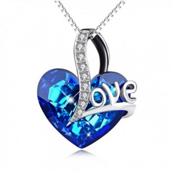 Sterling Silver Heart Necklace with Swarovski Crystals-Jewelry for Women - CT182KI6CM8