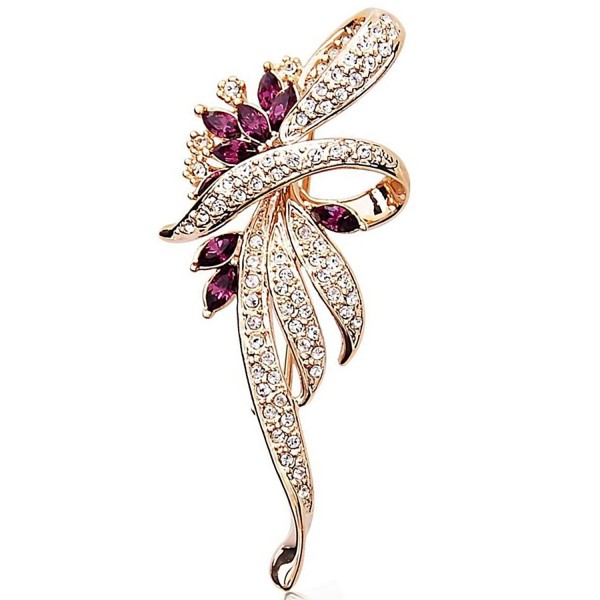 Merdia Fancy Vintage Style Brooch Pin Created Crystals Brooch for Women with Purple Created Crystal - CE12NYMM5NZ