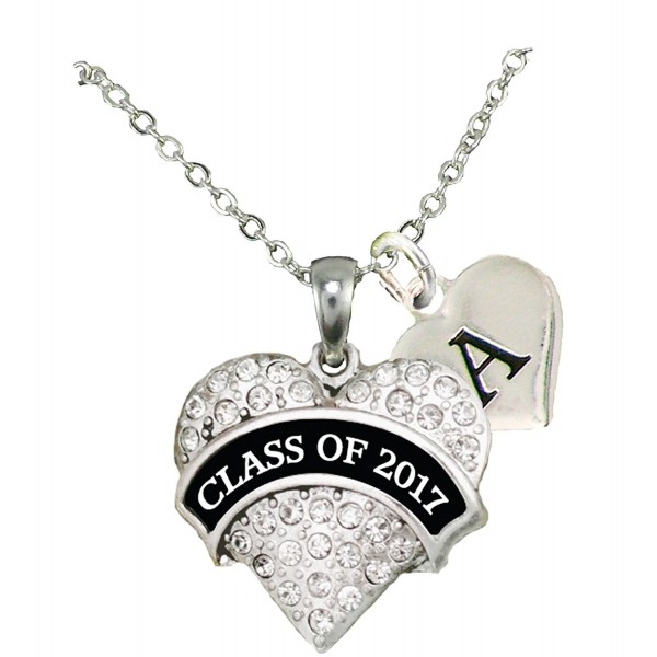 Custom Class of 2017 Graduation Gift Silver Necklace Jewelry Choose Initial - C112MYCC5A9