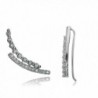 Sterling Silver Cubic Zirconia Double Curve Crawler Climber Hook Earrings - Sterling Silver - CH12KLE0XZN