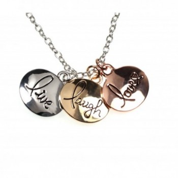 LIVE LAUGH LOVE Three-tone Heart Three Charm Message Necklace in Gift Box - CL120XUXN7F