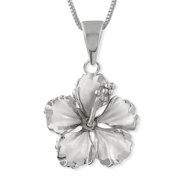 Sterling Silver 17mm Hibiscus Pendant Necklace- 16+2" Extender - CM1152JORY1