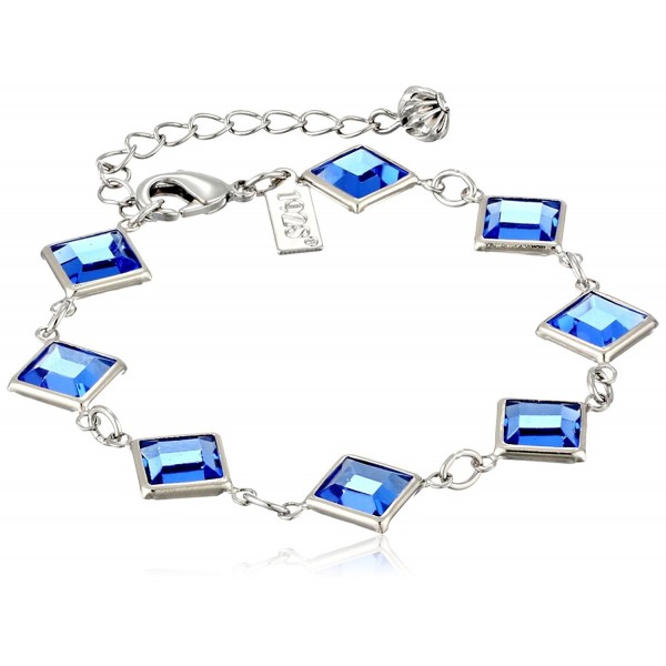 1928 Jewelry Silver-Tone Blue Genuine Swarovski Crystal Adjustable Link Bracelet - CO11NHGS8UF