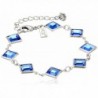 1928 Jewelry Silver-Tone Blue Genuine Swarovski Crystal Adjustable Link Bracelet - CO11NHGS8UF