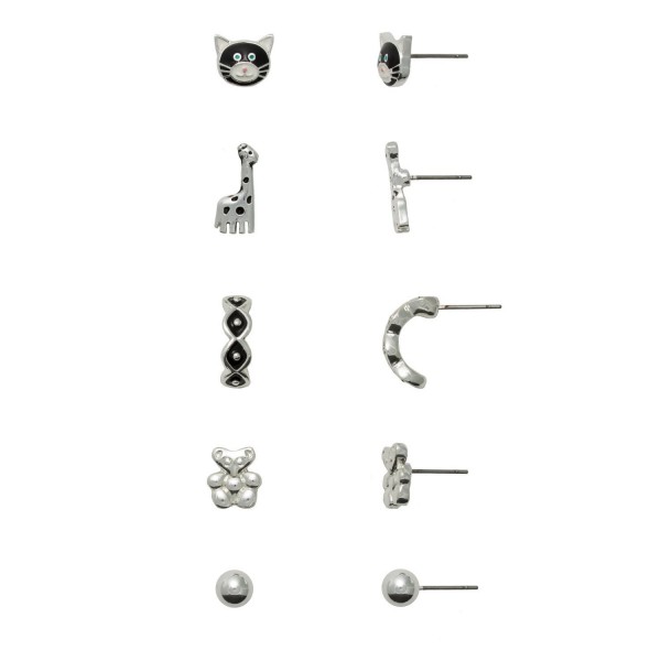 Hypoallergenic 5 Pair Earring Set for Sensitive Ears - CW1882W0CQA